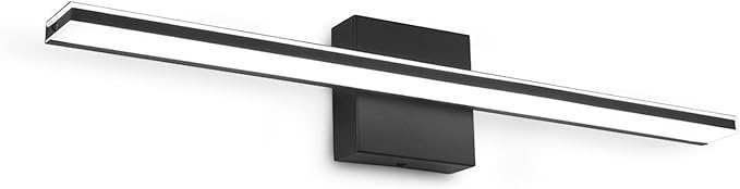 Black Vanity Light Fixture 24 Inch Bathroom Lamps Over Mirror 14W Modern Bath Vanity Sconces Matte Black LED Lights for Bathroom Bedroom Wall Lighting 6000K Restroom Lighting