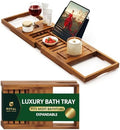 ROYAL CRAFT WOOD Premium Foldable Bathtub Tray Caddy - Wood Bath Tray for Tub, Bamboo Shelf, Expandable Bath Table Trays, Bathtub & Bathroom Accessories for New Home & Mothers, Birthday Gifts for Mom by ROYALCRAFTWOOD