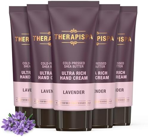 THERAPISPA Ultra Rich Hand Cream – Intensive Hydration & Repair for Dry, Chapped Hands | Enriched with Shea Butter, Ceramides, Niacinamide (B3) & Panthenol (B5) (Lavender, 2.0 oz, Pack of 5) by THERAPISPA