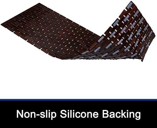 Bath Mat Bathroom Runner Long Large Rugs Floor Wood Shower Bathtub Waterproof Non Slip Accessories 16x48 Inch Easy to Clean, Brown, 1 pc - Image 3