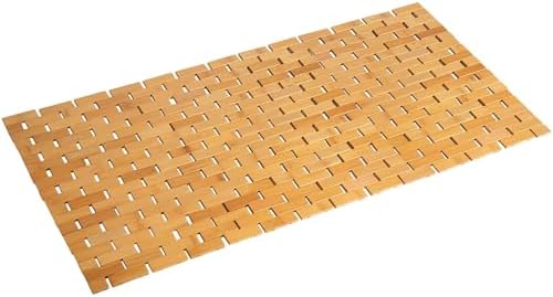 Bath Mat Bathroom Runner Long Large Rugs Floor Wood Shower Bathtub Waterproof Non Slip Accessories 16x34 Inch Easy to Clean, Natural, 1 pc by Fovlaurs