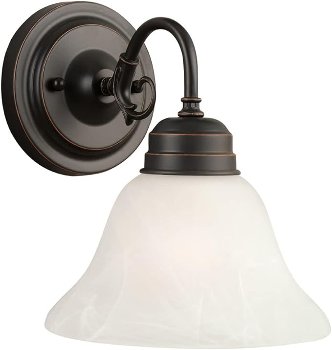 Design House 514497 Millbridge Wall Light Traditional 1-Light Indoor Dimmable Light with Alabaster Glass for Bathroom Hallway Foyer, Oil Rubbed Bronze