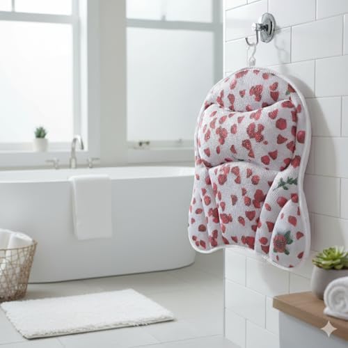 Luxury Bath & Hot Tub Pillow – Air Mesh Fabric, Quick-Dry with Hanging Loop, Head & Neck Support, Gift-Boxed Rose-Petal Design for Women, Mom, Wife, Girlfriend (Red Rose Petals) - Image 3