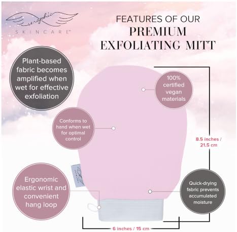 Pink Premium Exfoliating Mitt for Body 1pc, Exfoliating Glove & Scrubber - Image 3