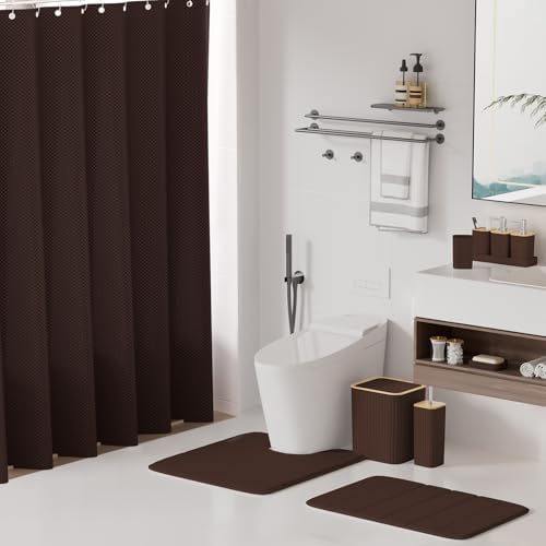 XLHOMO Bathroom Set - 25PC Brown Bathroom Set with Shower Curtain and Rugs - Image 2