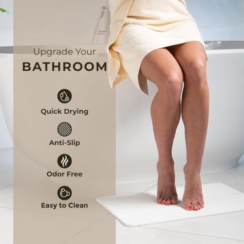 TOSORO - Stone Bath Mat Diatomaceous Earth Shower Mat Non-Slip Super Absorbent Diatomite Stone Bath Mats for Bathroom Floor Quick Drying Natural Easy to Clean (23.5 x 15) - Sandstone - Image 2
