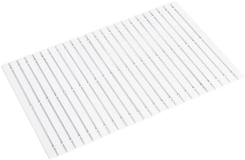 Bath Mat Bathroom Rugs Floor Wood Shower Bathtub Waterproof Non Slip Accessories 16x24 Inch Easy to Clean, White, 1 pc by Fovlaurs