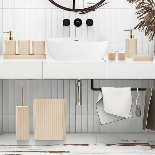 XLHOMO Bathroom Accessories Set - Gorgeous 10PC Beige Bathroom Set - Image 2
