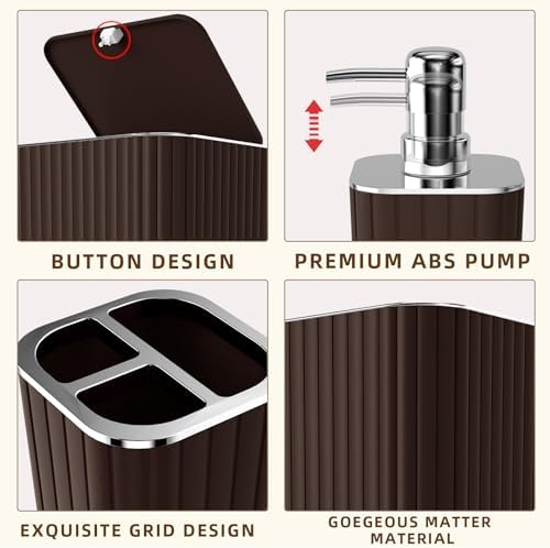 XLHOMO Bathroom Set - Brown Bathroom Sets with Shower Curtain and Rugs - Image 7