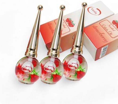 Vanfa Scented Cuticle Oil Infused With Real Flower 0.42 Fl oz (Scent: Strawberry, Pack of 3) by VanfaBeauty