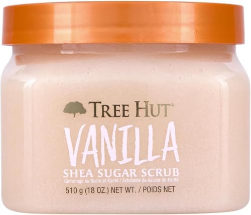 Tree Hut Vanilla Body Scrub, Exfoliating & Hydrating Sugar Scrub with Shea Butter&Essential Oils, Smooth Skin, Body Exfoliator For All Skin Types, Self Care Gifts for Women,Vegan,18 Oz (Pack of 12) by TreeHut