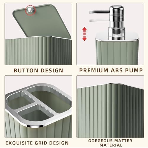 XLHOMO Bathroom Accessories Set - Gorgeous Sage Green Bathroom Set, 10PC - Image 7