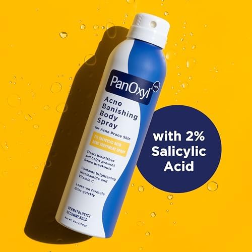PanOxyl Acne Banishing Body Spray with 2% Salicylic Acid, Pimple Treatment to Clear Stubborn Breakouts, 360-Degree Spray Nozzle, Skin-Brightening Niacinamide, Vitamin C, Witch Hazel, Aloe, 6 Oz - Image 4