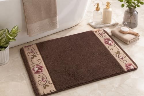 Zahari Home Larrisa Floral Bathroom Rug Luxury Bath Rug Washable Contemporary Decor Beautiful Shower Mat Unique Design Stylish Non Slip Shower Mat Flower Bath Rug Bath Shower Tub Decor - Image 2