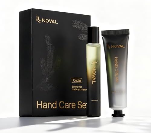 NOVAL Men's Hand Cream & Roll-On Cuticle Oil Set, Cedar Scent by NOVAL