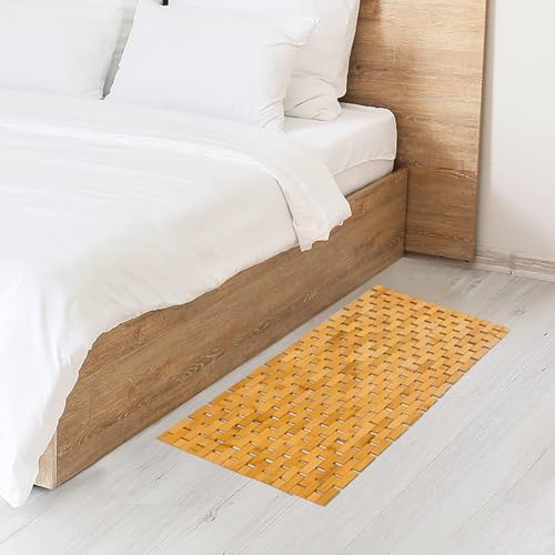 Bath Mat Bathroom Runner Long Large Rugs Floor Wood Shower Bathtub Waterproof Non Slip Accessories 16x34 Inch Easy to Clean, Natural, 1 pc - Image 5