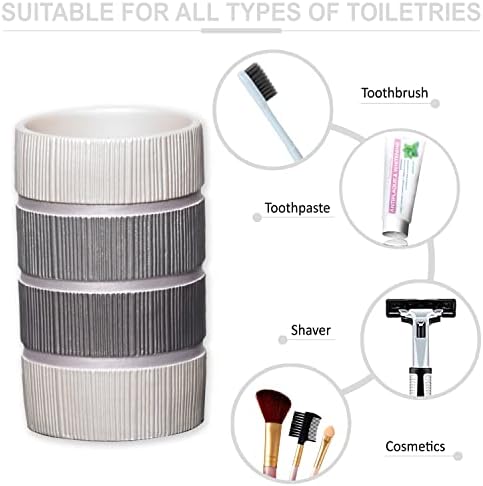 Zahari Home 4pc Modern Line Modern Bathroom Accessories Set Modern Soap Dispenser, Tumbler, Tooth Brush Holder and Dish Soap Holder Luxury Contemporary Grey Decor Unique Design Luxury Bath Set - Image 5