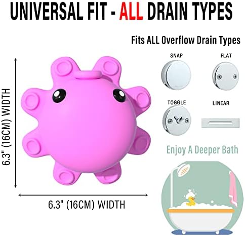 Bathtub Overflow Drain Cover - Tub Overflow Drain Cover, Soak Bath, Spa Accessories - Adds Inches of Water for Deeper Bath (Silicone, Hot Pink) - Image 3