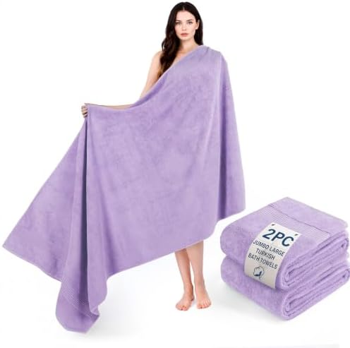 Cotton Paradise 100% Cotton Turkish Towel Set, Soft Absorbent Quick Dry, 2 Piece 35x70 Bath Sheet Set, Lilac by UNITEDHOMETEXTILE