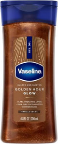 Vaseline Glazed and Glisten Golden Hour Body Gel Oil Glow Vanilla Cocoa Shimmering with Ultra-Hydrating Lipids and 100% Pure Cocoa Butter, 6.8 Oz (Pack of 6) by Vaseline