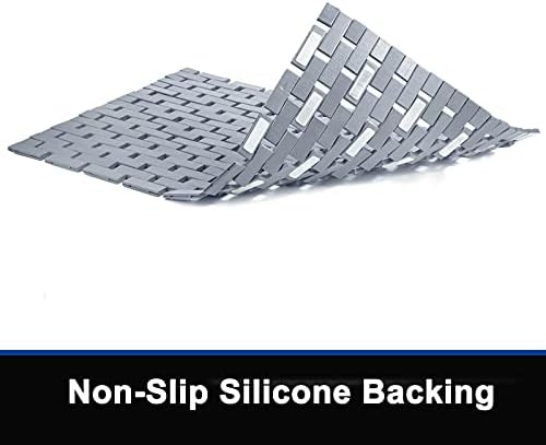 Bamboo Bath Mat Bathroom Rugs Floor Wood Shower Bathtub Waterproof Non Slip Grey Accessories 16x24 Inch Easy to Clean, 2 pcs - Image 6
