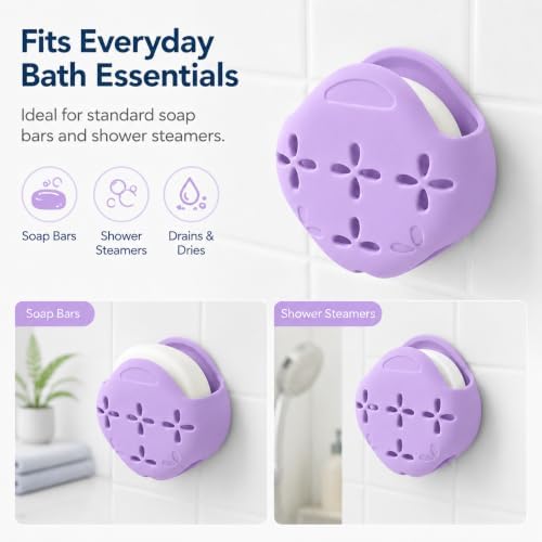 2-Pack Silicone Shower Steamer Holder with Suction Cups, 3.28 Inch Tray Set - Image 3