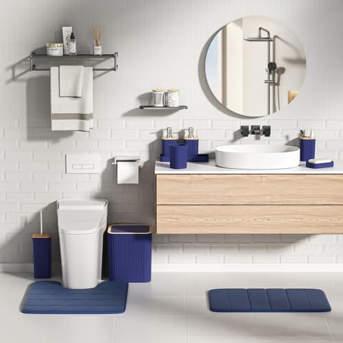 XLHOMO Bathroom Set - 25PC Blue Bathroom Set with Shower Curtain and Rugs - Image 6