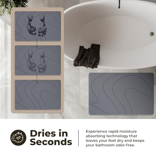 TOSORO - Stone Bath Mat Diatomaceous Earth Shower Mat Non-Slip Super Absorbent Diatomite Stone Bath Mats for Bathroom Floor Quick Drying Natural Easy to Clean (23.5 x 15) - Graphite - Image 3