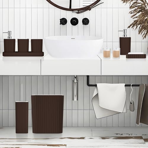 XLHOMO Bathroom Accessories Set - 10PC Gorgeous Brown Bathroom Set - Image 2