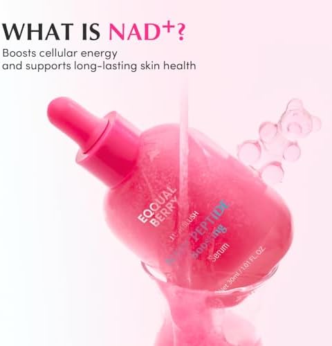 EQQUALBERRY NAD+ Peptide Boosting Serum Double Pack | 14 Peptide Serum for Face, Neck & Body | Vegan Collagen & Pink Serum for Anti-Aging, Firming & Lifting | Korean Skincare, 1.01 fl oz (Pack of 2) - Image 5