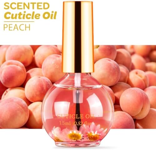JIASHENG Cuticle Oil, Peach Cuticle Nail Oil Infused with Real Flowers 15ml - Image 2