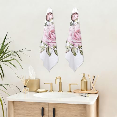 12x11 Inches Pack of 4 Classic Pink Rose Facial Towel Soft Washcloths Hand Wash Cloths Premium Bath Towels Set Travel Towels Quick Drying Reusable Machine Washable Use as Face and Body - Image 6