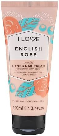 I LOVE English Rose Scented Hand and Nail Cream - Hand Cream for Dry Hands - Vitamin E, Coconut Oil, and Shea Butter - Silicone Free - 3.4 oz by ILove