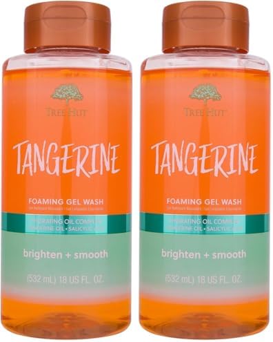 Tree Hut Tangerine Foaming Gel Wash, Hydrating & Moisturizing Body Wash with Shea Butter & Nourishing Essential Oils, Daily Cleanser for Soft Smooth Skin, 18 fl oz (Pack of 2) by TreeHut