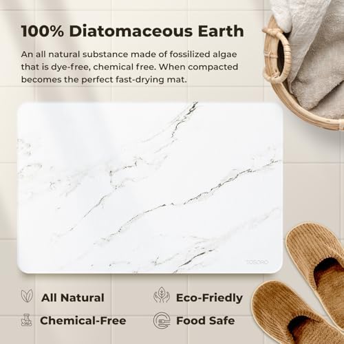 TOSORO - Stone Bath Mat Diatomaceous Earth Shower Mat Non-Slip Super Absorbent Diatomite Stone Bath Mats for Bathroom Floor Quick Drying Natural Easy to Clean (23.5 x 15) - Sandstone - Image 5