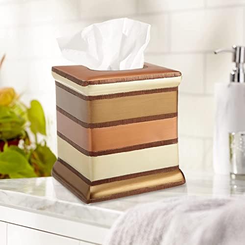 Zahari Home 2pc Contempo Luxury Bath Accessories Set Waste Basket & Tissue Box Modern Classic Contemporary Decorative Beautiful Designs Stylish Bathroom Accessories Set - Image 4