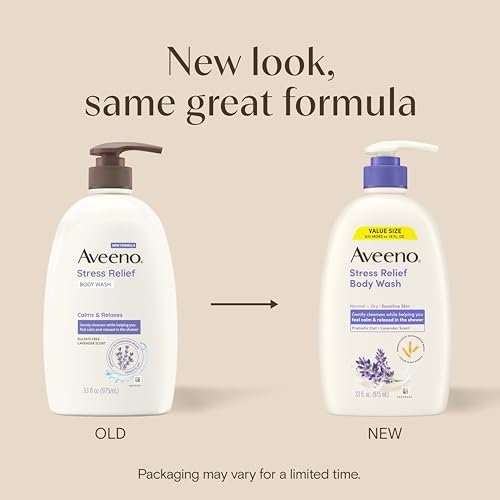 Aveeno Stress Relief Moisturizing Body Lotion, Lavender Scent with Prebiotic Oat for Sensitive Skin, Lightly Scented Lotion with 48-Hour Hydration, Fast Absorbing, Non-Greasy, Value Size 33 Fl Oz - Image 2