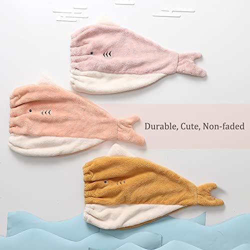Hair Drying Towel for Kids Girls, Cute Cartoon Absorbent Quick Drying Bath Wrap Set for Bathing, Spa, Swimming Pool, Soft Microfiber Cap for Curly Long & Wet Hair, Pink