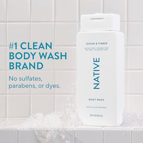 Native Body Wash Contains Naturally Derived Ingredients | For Women & Men, Sulfate, Paraben, & Dye Free Leaving Skin Soft and Hydrating | Ocean & Timber 18 oz - 2 Pk - Image 2