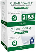 CLEAN SKIN CLUB Sensitive Skin Clean Towels® XL, Ultra-Soft Disposable Face Dry Wipes Infused with Aloe & Glycerin, XL - 2 Pack (100 count) by CLEANSKINCLUB