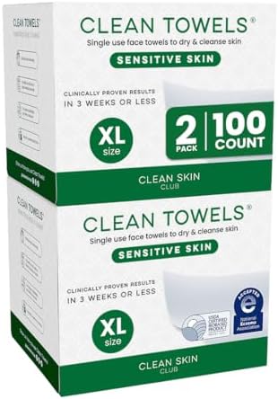 CLEAN SKIN CLUB Sensitive Skin Clean Towels® XL, Ultra-Soft Disposable Face Dry Wipes Infused with Aloe & Glycerin, XL - 2 Pack (100 count) by CLEANSKINCLUB