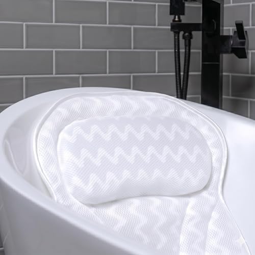 Bathtub Pillow with Neck & Back Support, Soft 3D Mesh Bath Cushion by BathHaven