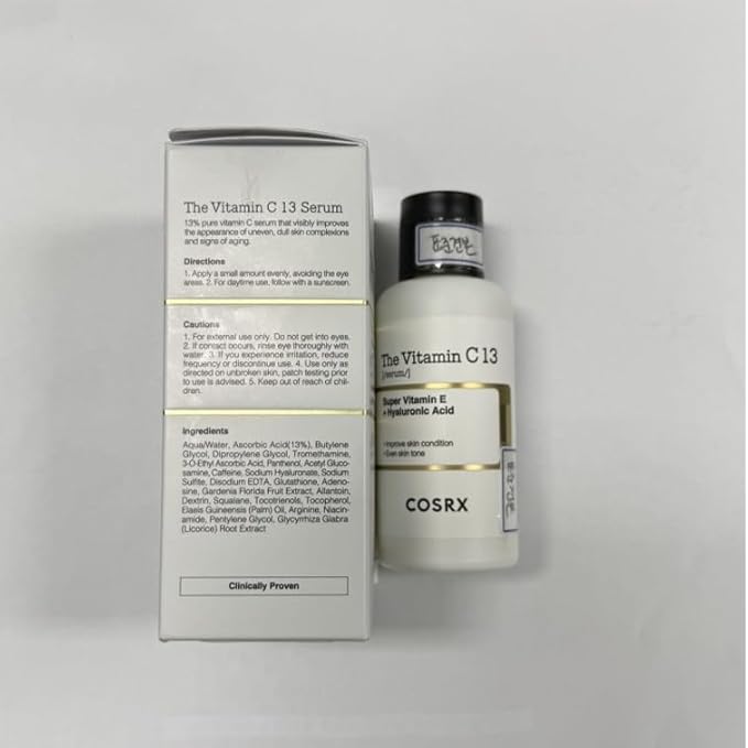 COSRX Pure Vitamin C 13% Serum (Renewal) with Vitamin E & Hyaluronic Acid, Korean Vitamin C Serum, Hydrating Facial Serum for Uneven Skin Tone, Dull Skin, 0.67 oz, Korean Skin Care, Mothers Day Gifts
