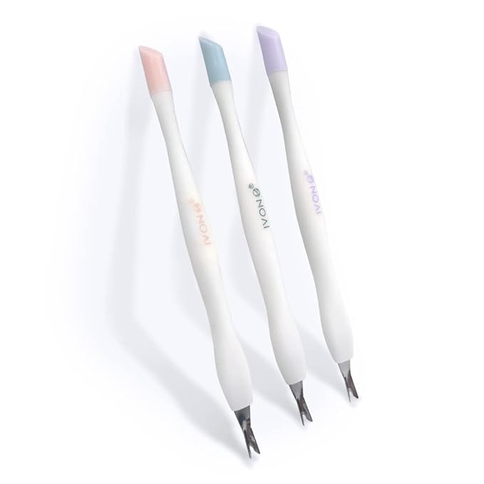 IVON Cuticle Trimmer with Pusher, 3pcs Rubber Tip Cuticle Tool for Nail Art