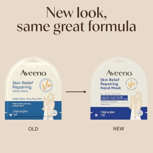 Aveeno Skin Relief Repairing Hand Mask, Fragrance-Free, 1 Pair - Image 2