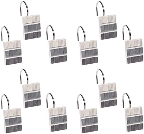 Zahari Home 13pc Modern Line Shower Curtain Set - Gray Luxury Contemporary Shower Curtains with Unique Design & 12 Hooks - Image 4