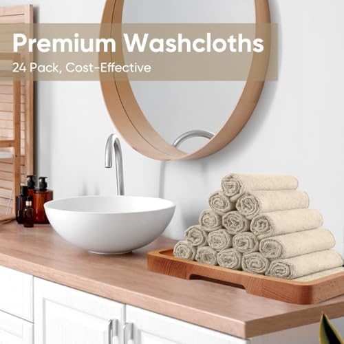 HOMEXCEL Washcloths 24PK, Ultra Soft&Highly Absorbent Face Towels, 12X12 in - Image 7