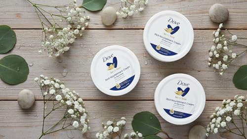 Dove Nourishing Body Care, Face, Hand, and Body Rich Nourishment Cream for Extra Dry Skin with 48-Hour Moisturization, 3-Pack, 5.07 Oz Each Jar - Image 2