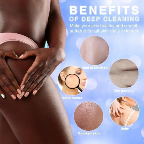UJFQBH 3 Pieces African exfoliating net African Net Long Net Bath Sponge Exfoliating Shower Body Scrubber Back Scrubber Skin Smoother,Great for Daily Use (Purple, Blue, Green) - Image 5