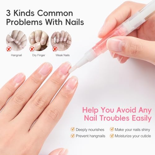PEACECOLOR 2Pcs Cuticle Oil Pen Lavender & Rose Scent Portable Nail Cuticle Oil Moisturizing Nail Strengthener Professional Nail Care Softener Treatment Kit - Image 2